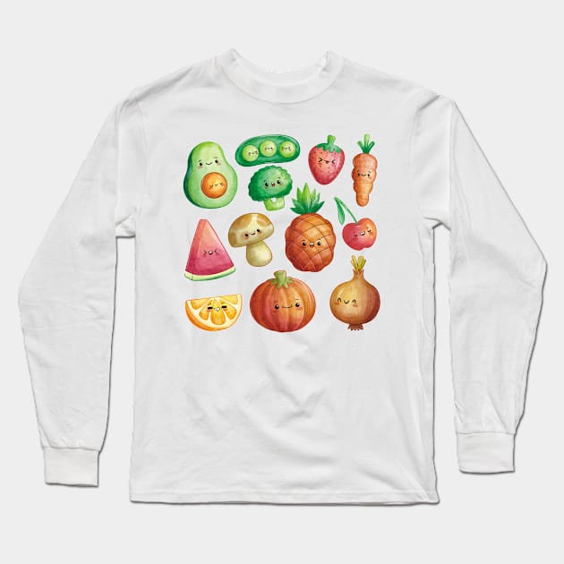 Kawaii Food Long Sleeve T-Shirt by DDP Design Studio